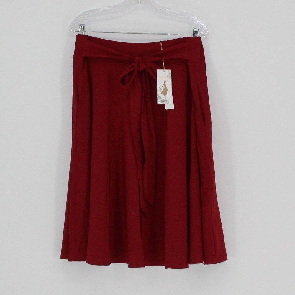 NWT Women’s Red Tie-Waist Midi Skirt(2XL) - Picture 3 of 5